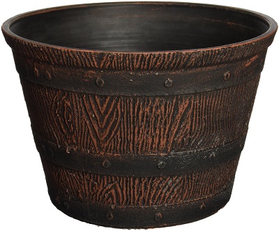 Fiber Clay Whiskey Barrel Pot